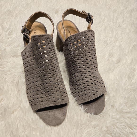 Lucky Brand Verazino Peep Toe Block Heel Suede Leather Slingback Sandals - Picture 4 of 7